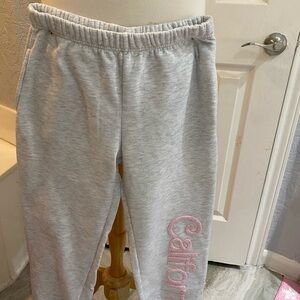 Gray Kids Sweatpants with Pink California Embroidery